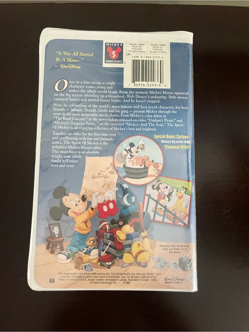 Walt Disney The Spirit of Mickey VHS - Gold & Red Cover